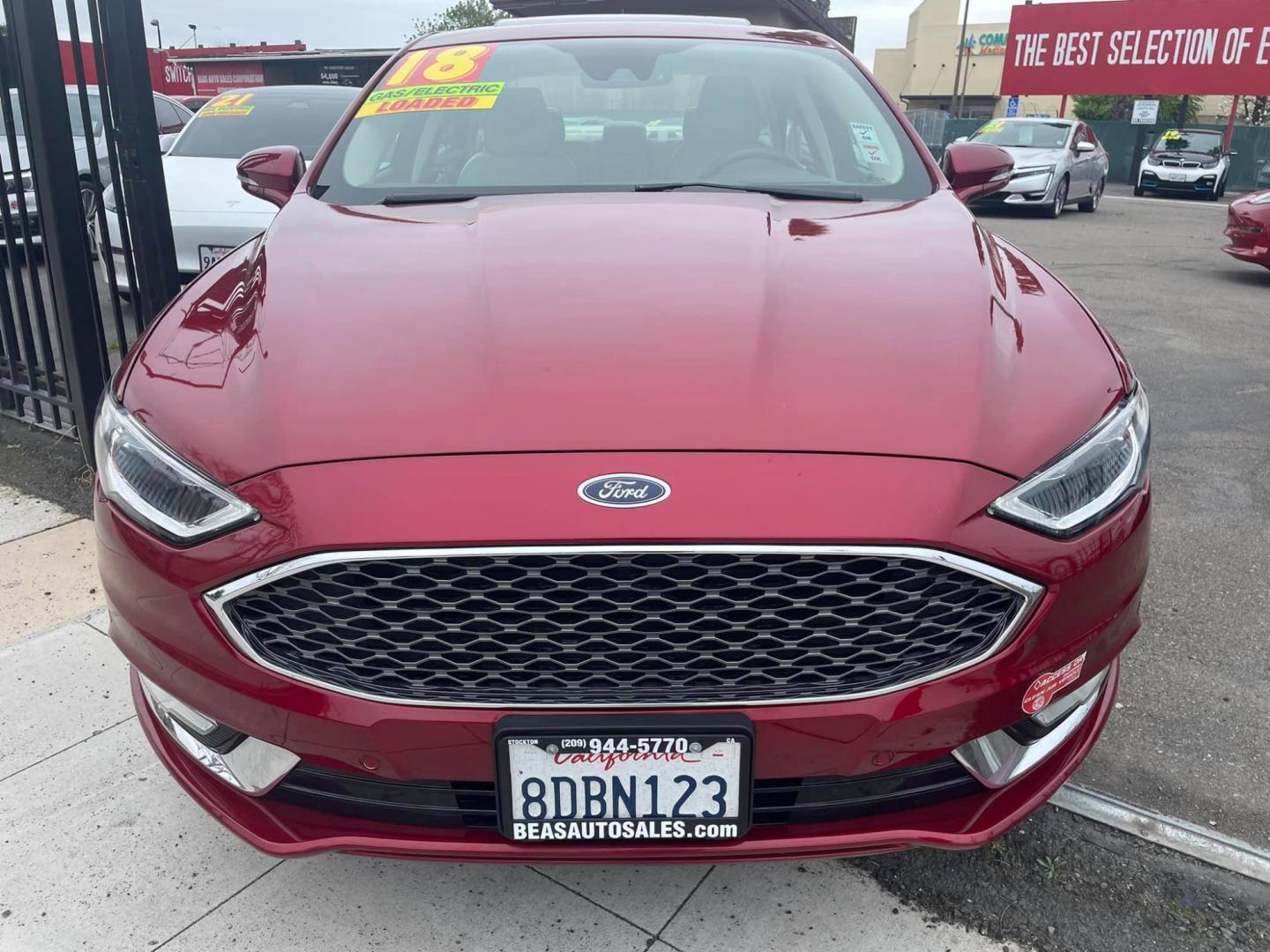 2018 RED /White Gold Ford Fusion Energi (3FA6P0SU8JR) , located at 744 E Miner Ave, Stockton, CA, 95202, (209) 944-5770, 37.956863, -121.282082 - Photo#1